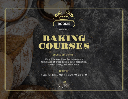 We Offer Best Baking Courses Flyer 8.5x11in Horizontal Design Template