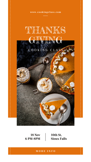 Savory Baked Pumpkin Pie With Cream On Thanksgiving Instagram Story Tasarım Şablonu