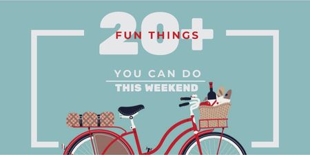 Plantilla de diseño de Ideas de fin de semana con bicicleta roja con comida Twitter 