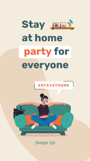 Modèle de visuel #StayAtHome Home Party Announcement - Instagram Story