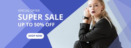 Fashion Sale Special Offer with Businesswoman Facebook cover – шаблон для дизайну