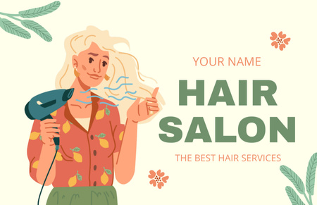 Hair Salon Services Ad Business Card 85x55mm tervezősablon