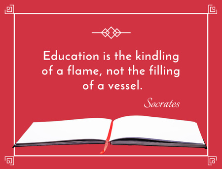 Educational quote with Opened Book Postcard 4.2x5.5in Design Template