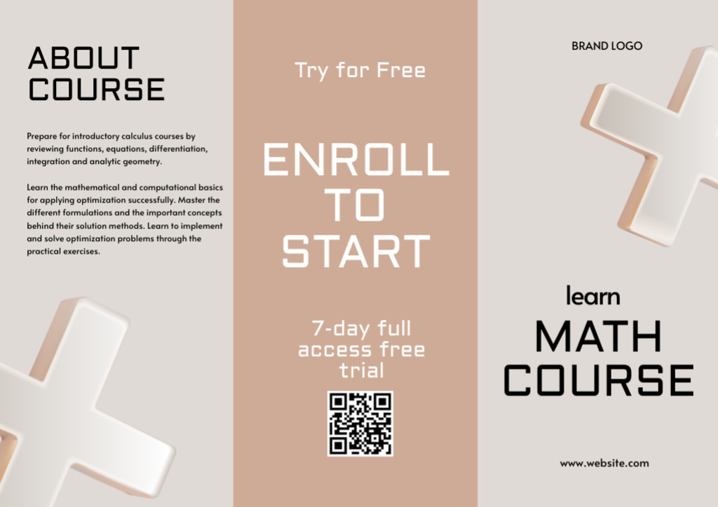 Szablon projektu Online Courses in Math Brochure