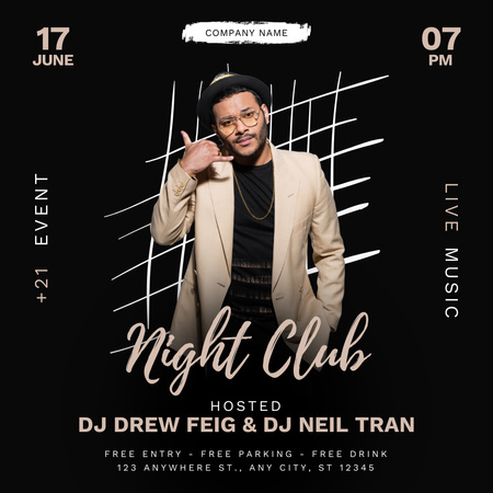 Platilla de diseño Night Club Invitation with Handsome Man Instagram