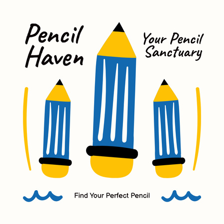 Plantilla de diseño de Papelería con amplia variedad de lápices. Instagram AD 