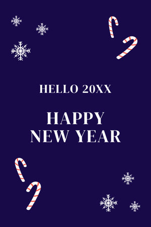 Plantilla de diseño de Saludo de vacaciones de año nuevo en azul Postcard 4x6in Vertical 