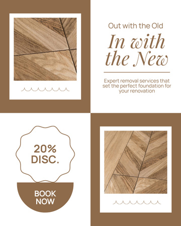 Wooden Parquet Renovation Service At Reduced Price Instagram Post Vertical Design Template