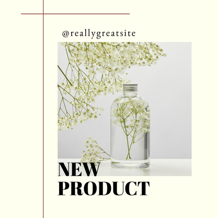 Ontwerpsjabloon van Instagram van Nieuwe cosmetische productaanbieding met bloementakjes