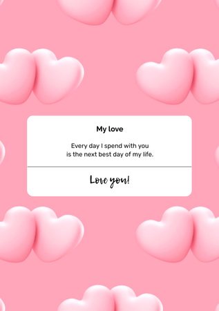 Plantilla de diseño de Saludo del día de San Valentín con corazones 3d Postcard A5 Vertical 