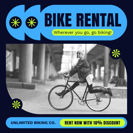 Rental Bikes for Urban Transportation Instagram AD Design Template