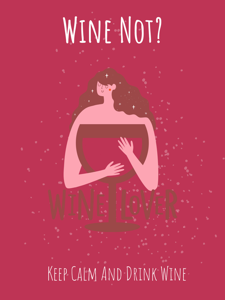Ontwerpsjabloon van Poster US van Illustration of Woman with Wineglass