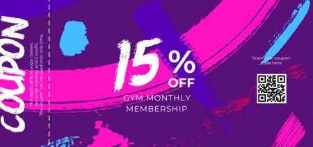 Awesome Gym Membership Monthly Sale Offer on Purple Coupon Din Large Design Template