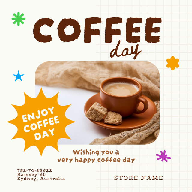 Tasty Coffee Day Wishes Instagram Design Template