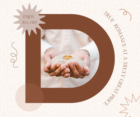 Man Holding Wedding Rings in Palm Facebook Design Template