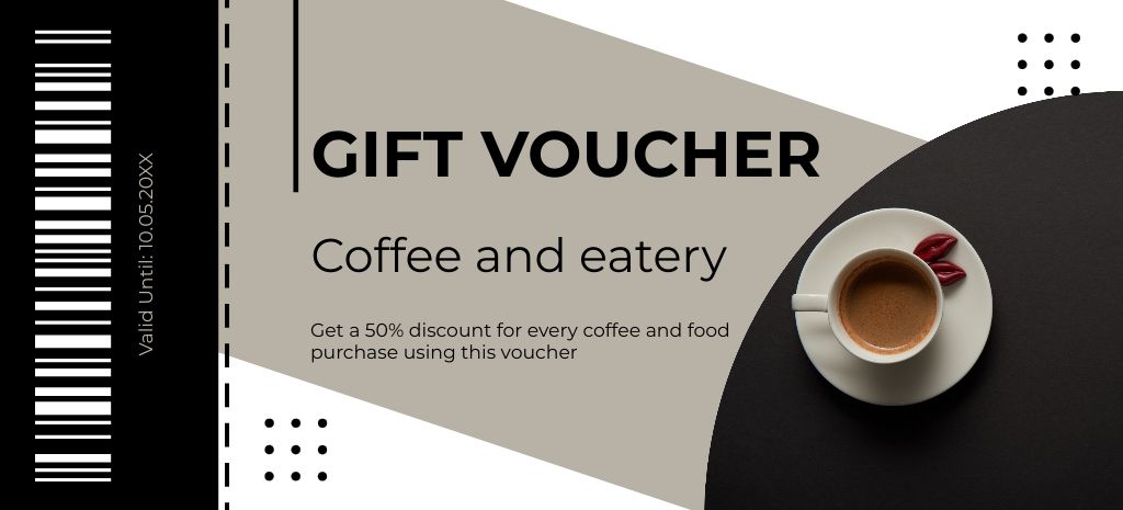 Coffee Discount in Eatery Coupon 3.75x8.25in Design Template