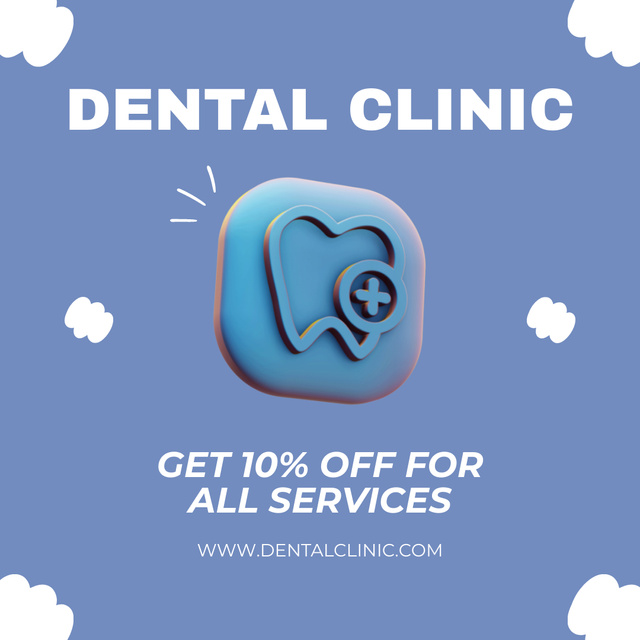 Dental Clinic Ad with Discount Offer Instagramデザインテンプレート