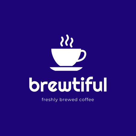 ブルーのホット コーヒーとカップ Logoデザインテンプレート