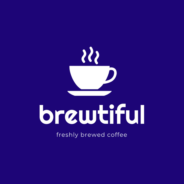 Cup with Hot Coffee on Blue Logo Modelo de Design