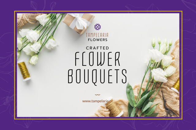 Craft Bouquets of Delicate White Flowers Flyer 4x6in Horizontal tervezősablon