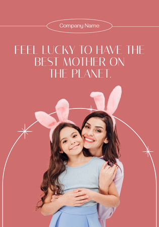 Mother with Cute Little Daughter on Parents' Day Poster 28x40in Design Template