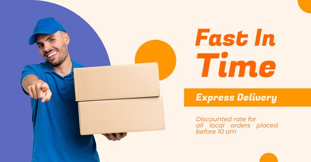 Parcels Delivery in Time Facebook AD Design Template