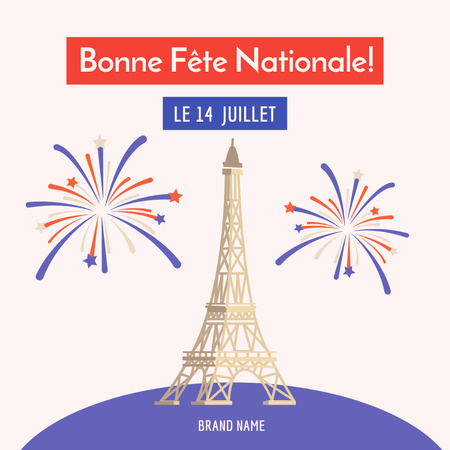 Happy Bastille Day Сelebration Instagram Design Template