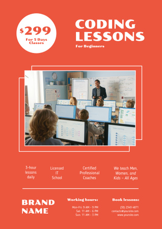 Coding Lessons Ad Poster B2 Design Template