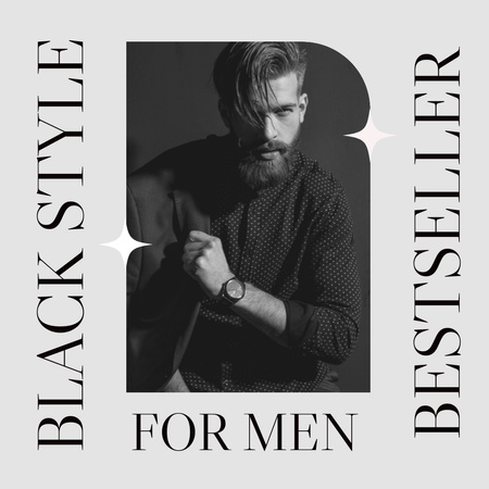Template di design Proposta di Abbigliamento Elegante con Foto Uomo in Bianco e Nero Instagram