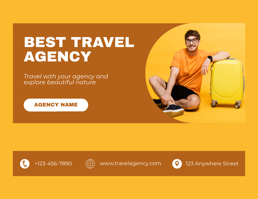 Platilla de diseño Best Travel Offers on Yellow Minimalist Ad Thank You Card 5.5x4in Horizontal