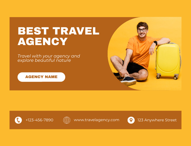 Platilla de diseño Travel Offer on Yellow Minimalist Ad Thank You Card 5.5x4in Horizontal