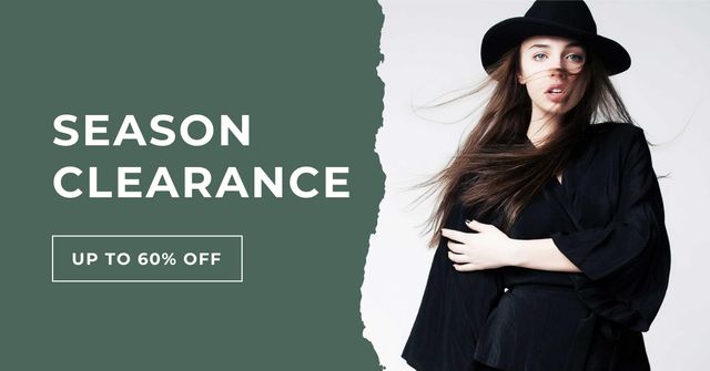 Fashion Sale Ad with Stylish Woman in Black Outfit Facebook AD Tasarım Şablonu