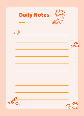 Personal Daily Planner with Food Icons Notepad 4x5.5in Design Template