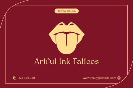 Template di design Pubblicità di arte del tatuaggio Gift Certificate