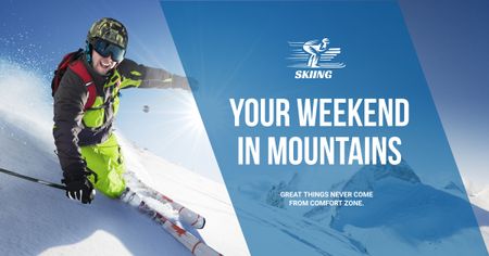 Plantilla de diseño de Fin de semana en montañas nevadas Facebook AD 