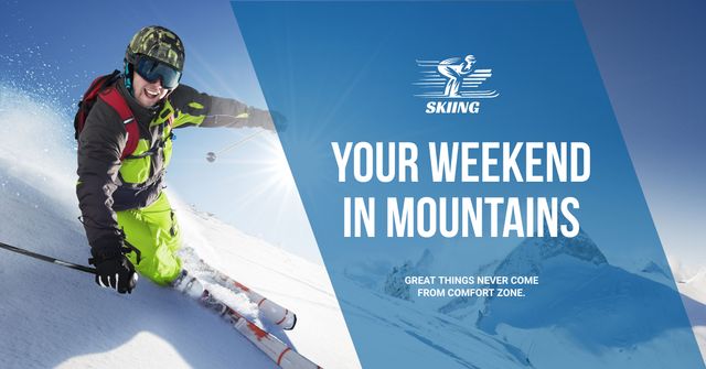 Plantilla de diseño de Weekend in snowy mountains Facebook AD 