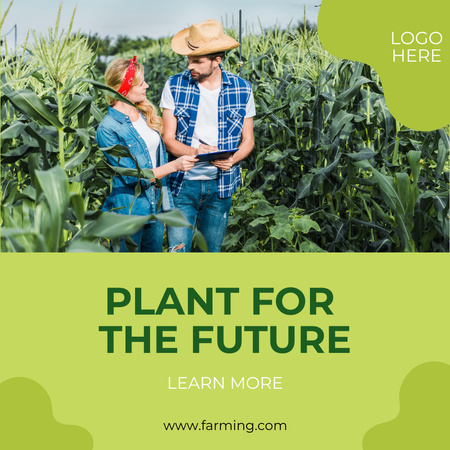 Plantilla de diseño de pareja de agricultores en campo de maíz Instagram 