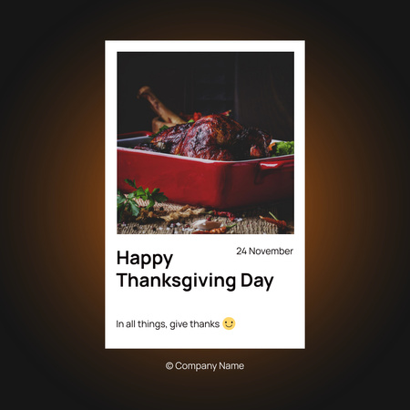 Designvorlage Thanksgiving Holiday Greeting mit traditionellem Gericht für Instagram
