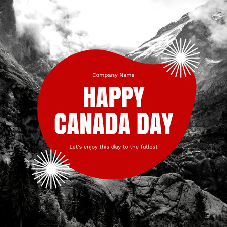Modèle de visuel Bonne annonce de la fête du Canada avec élément rouge sur noir et blanc - Instagram
