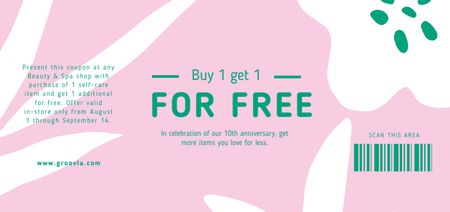 Platilla de diseño Gift Offer on Pink with Flower Coupon Din Large