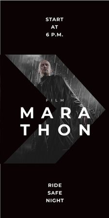 Plantilla de diseño de Film Marathon Ad Man with Gun under Rain Graphic 