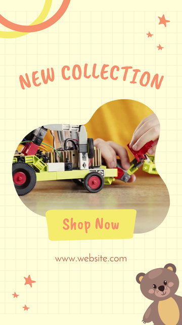Designvorlage New Collection of Toys with Boy and Books für TikTok Video