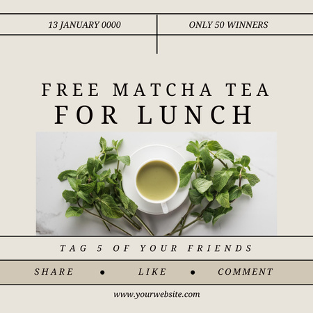 Free Gift Giveaway with Matcha Tea Instagram Tasarım Şablonu