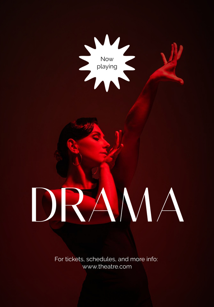 Theatrical Show Announcement with Actress in Red Light Poster 28x40in Modelo de Design