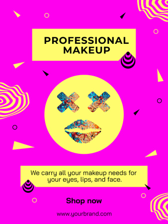 Professional Makeup Goods Ad on Pink Poster US Design Template