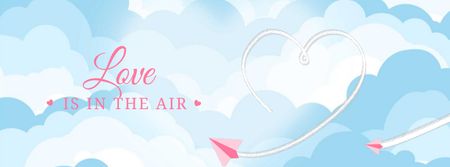 Paper plane drawing Heart in the sky Facebook Video cover Design Template