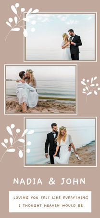 Ontwerpsjabloon van Snapchat Geofilter van Aantrekkelijke bruid en knappe bruidegom op het strand