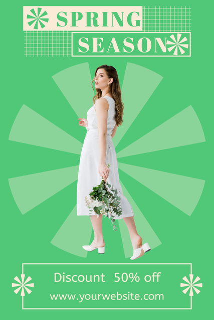 Spring Sale Announcement on Green Pinterest Modelo de Design