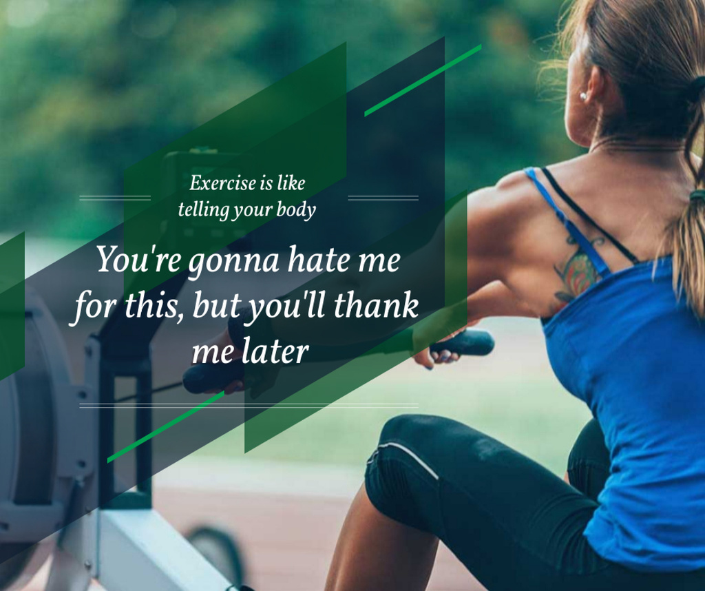 Sporty young Woman with motivational quote Facebook Design Template