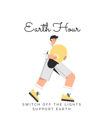 Ontwerpsjabloon van T-Shirt van Earth Hour-print voor T-shirt